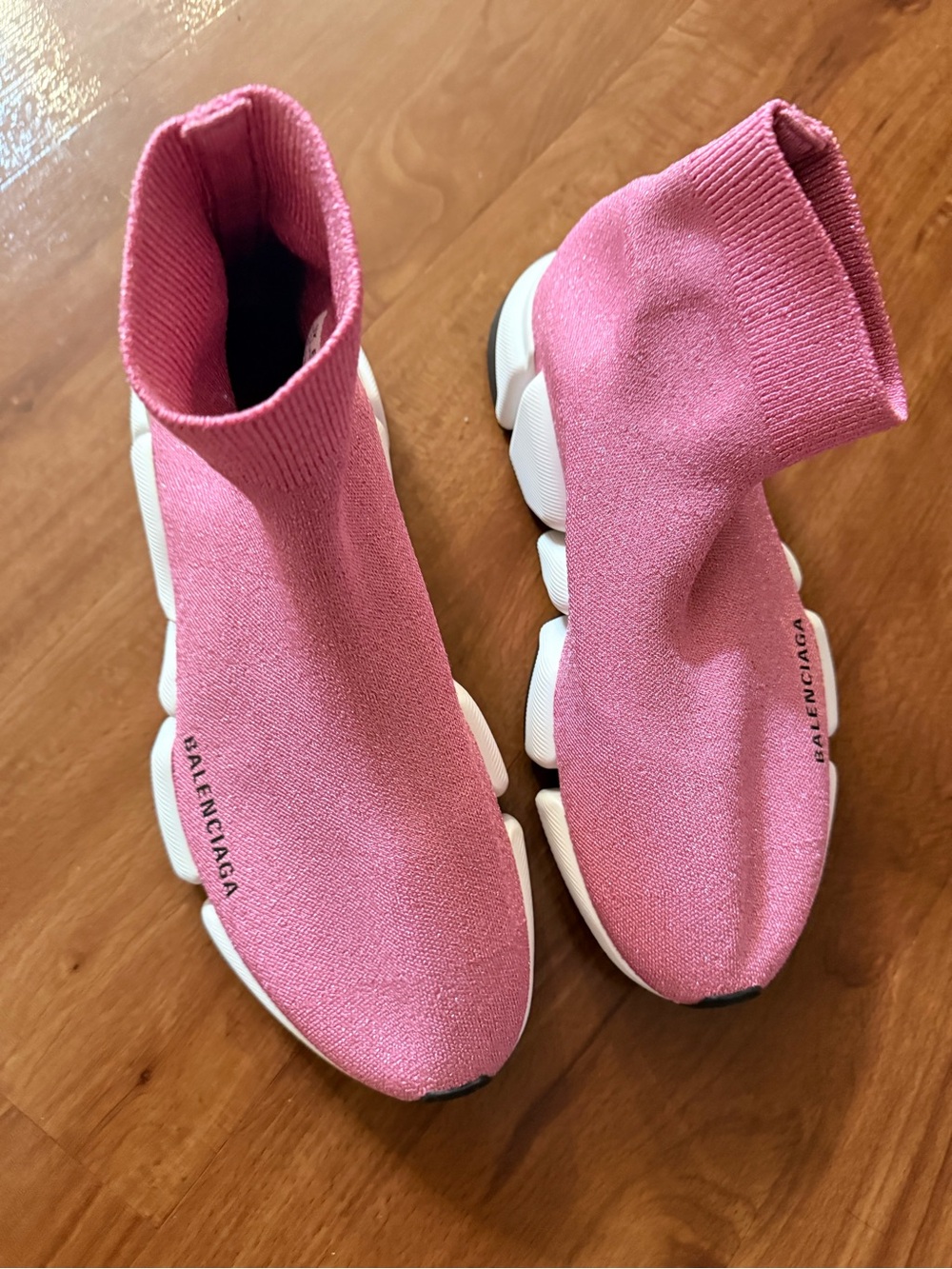 Balenciaga Pink Sock Runner Sneakers with White Sole